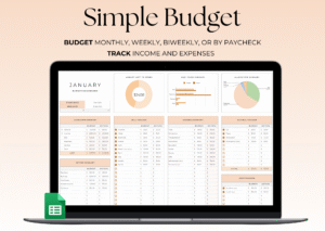 Simple Budget Planner – Google Sheets | Monthly & Weekly Budget Spreadsheet | Paycheck & Expense Tracker
